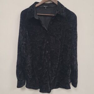 Chances R Womens Whimsigoth Velvet Burnout Button Up Top Size L Fairy Grunge